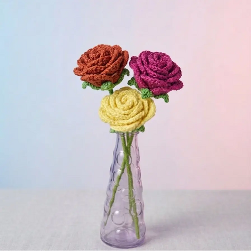 Háčkovaná růže – handmade dekorace a originální dárek Kitty Crochet