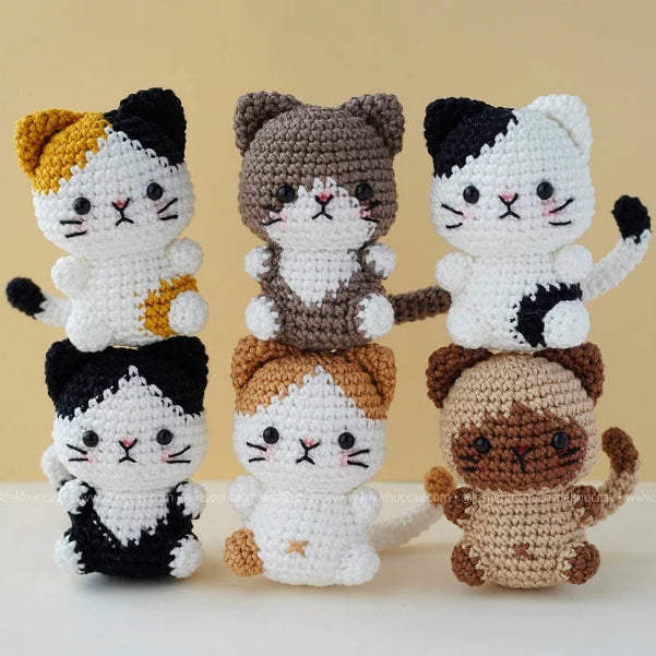 roztomilý háčkovaný plyšák kočka handmade kawaii dekorace háčkovaná kočička z bavlněné příze